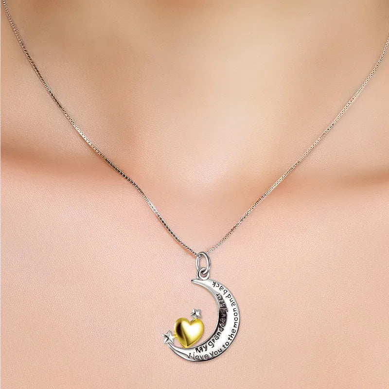 925 silver moon and star pendant necklace on 18 inch chain, pendant size 27x21mm