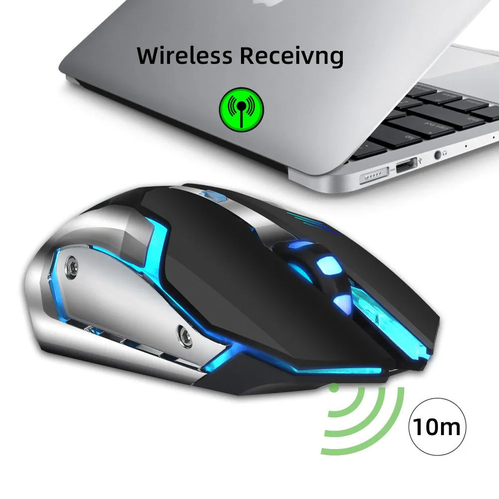 HXSJ wireless mouse black ergonomic design with six buttons and USB receiver