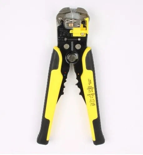 Yellow 3-in-1 automatic wire stripper crimping plier tool with metal construction
