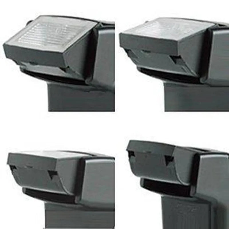 SLR camera flash accessory showing 90-degree upward rotation capability and compact design
