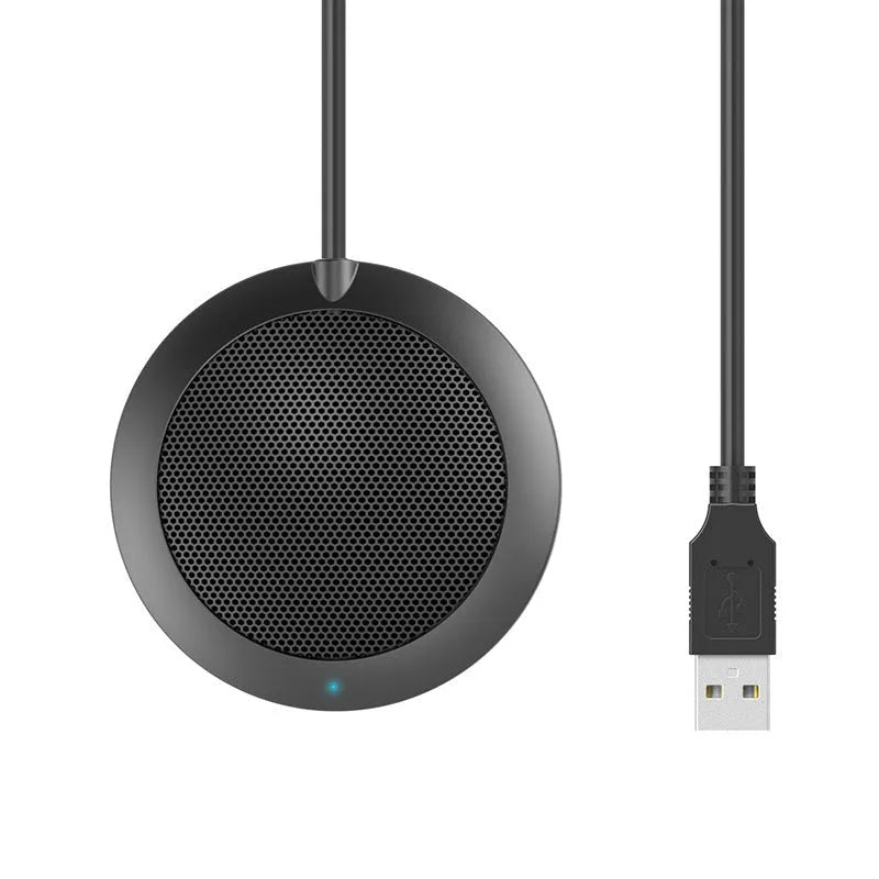 Black USB omnidirectional microphone with zinc alloy construction and metal mesh cover