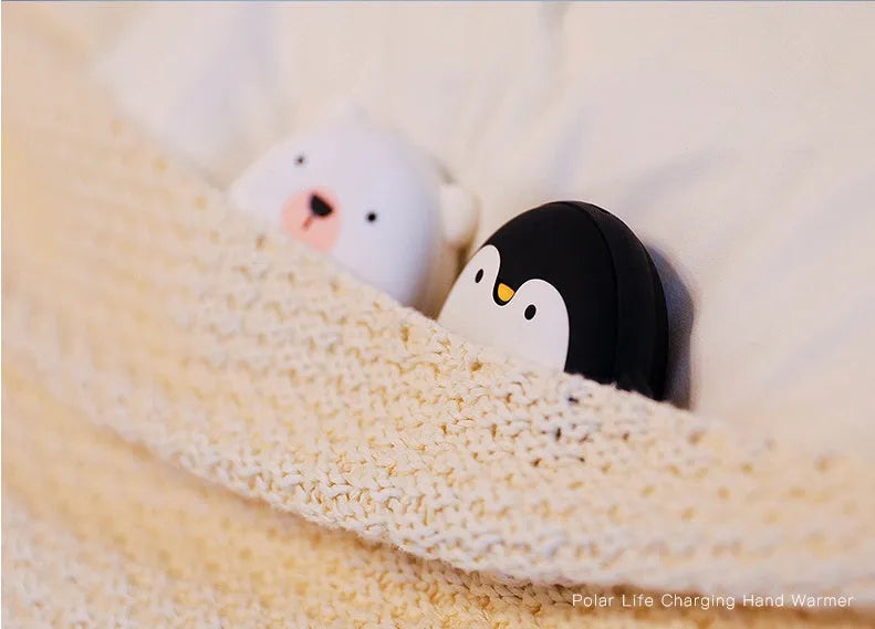 Cartoon penguin polar bear design USB rechargeable hand warmer with power bank functionality