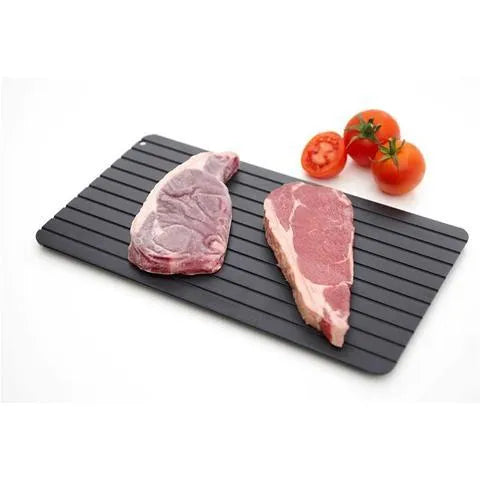 Imperial Home fast defrosting tray 14x8 inch aluminium thaw plate on kitchen countertop