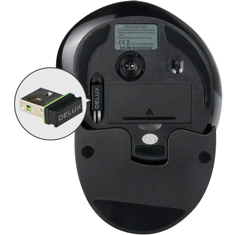 M 618 wireless vertical ergonomic mouse in black or white with USB receiver