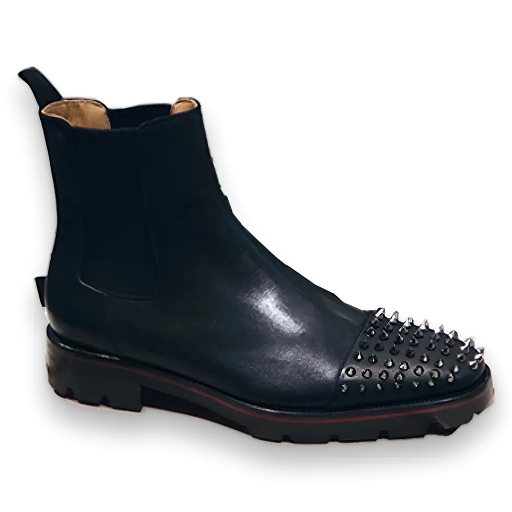 High top leather business casual shoes in black and black-orange colour options showing cowhide upper construction