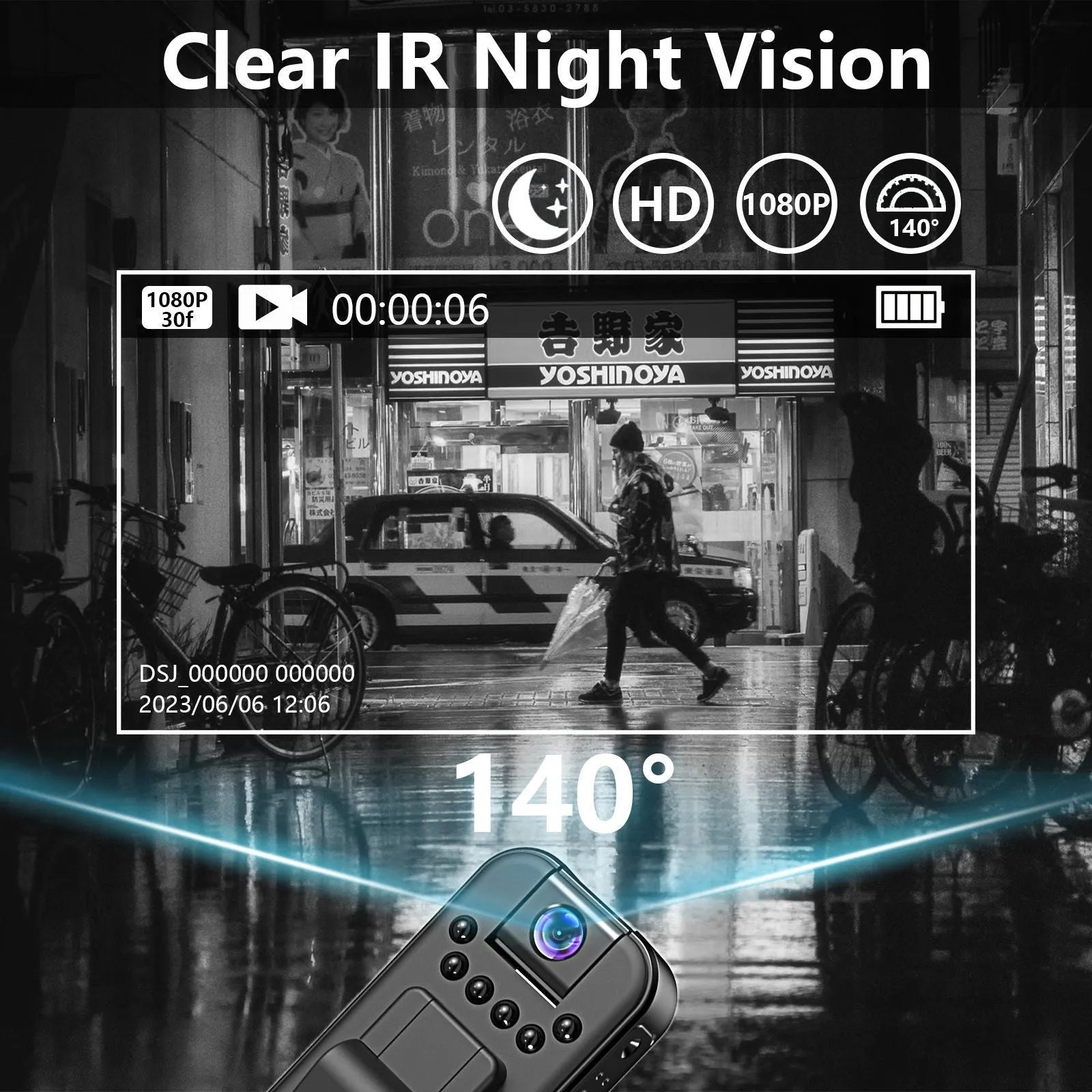 L7 HD video recorder with infrared night vision and WiFi connectivity