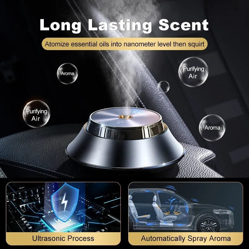 Black car aromatherapy air purifier with butterfly design and USB connection