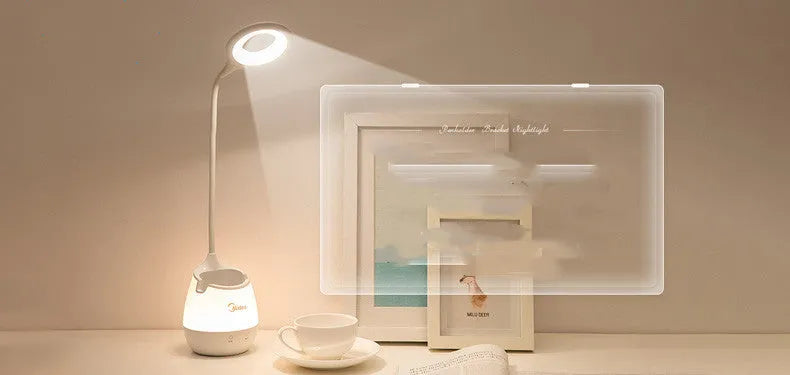 Rechargeable table lamp with touch control in green, pink, or white colour with USB charging port