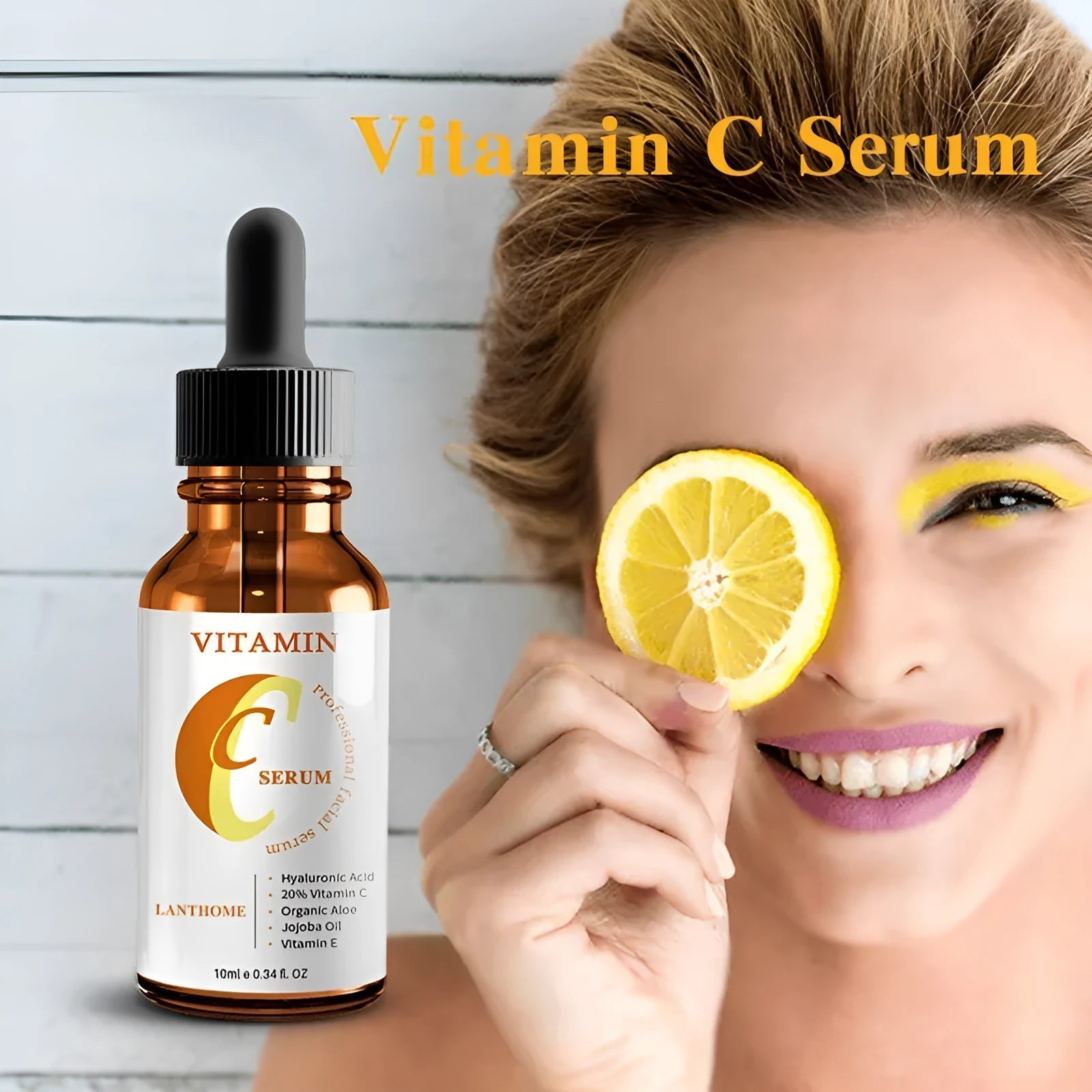 Vitamin C hyaluronic acid facial serum bottle, 10g net content, for brightening and anti-ageing.