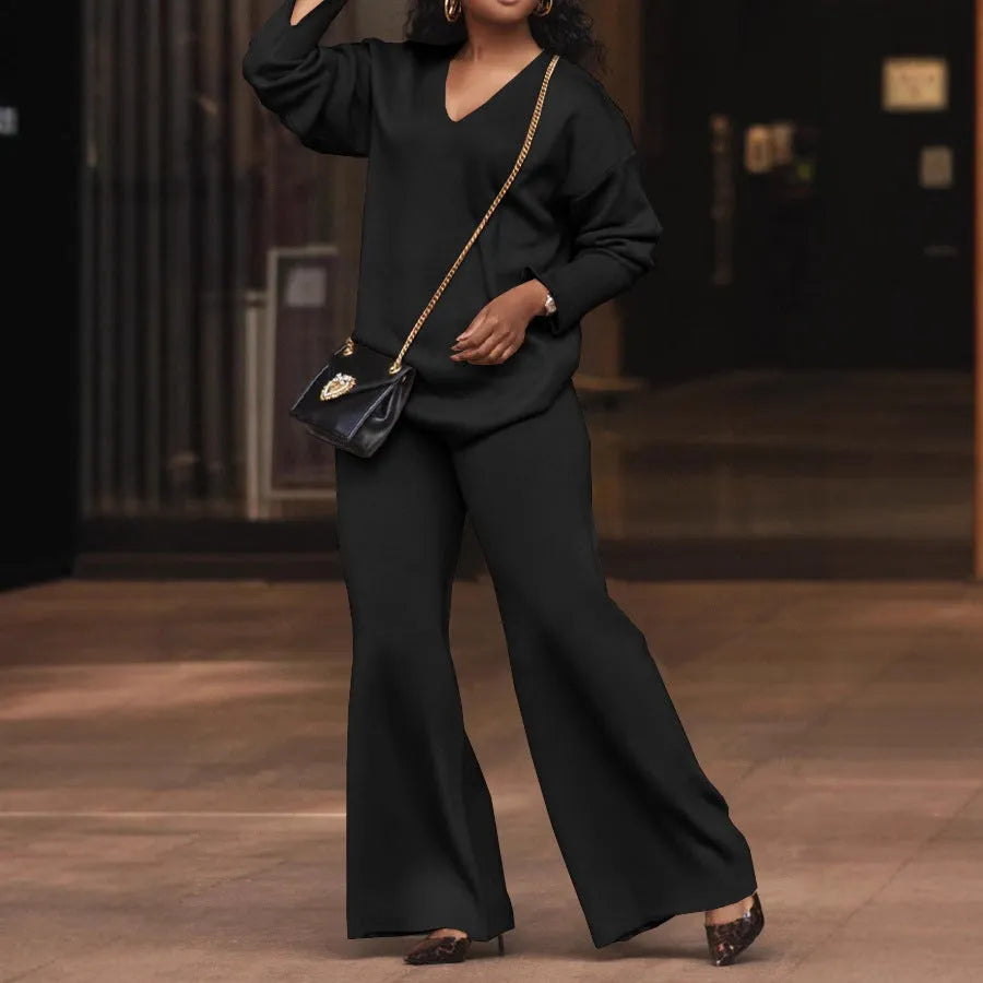Women's brown suede two-piece suit with split sleeves and trousers in Japanese Korean casual style