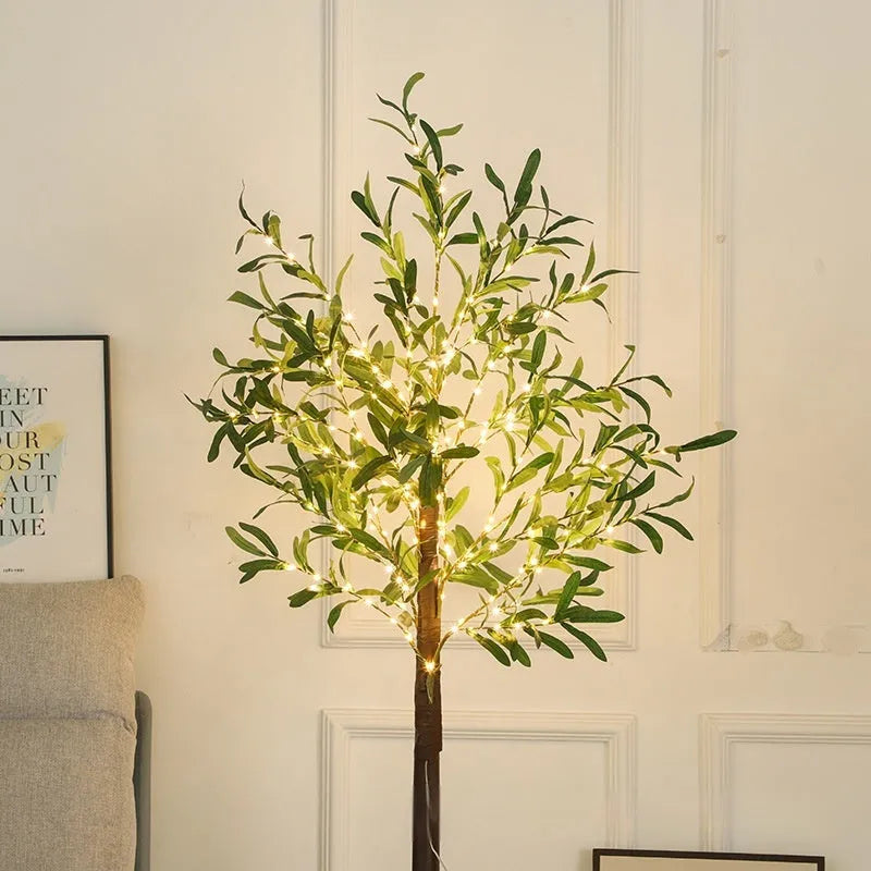 1.8 metre tall simulation olive tree lamp with warm LED lights for courtyard decoration