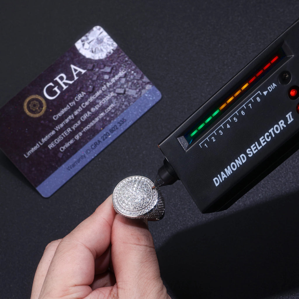 The King Of Hip-hop men's ring set with moissanite stone S925 silver platinum plating gift box