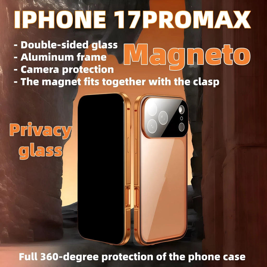 Magneto phone case with double-sided glass and aluminium frame for iPhone 17, available in multiple colours, front view