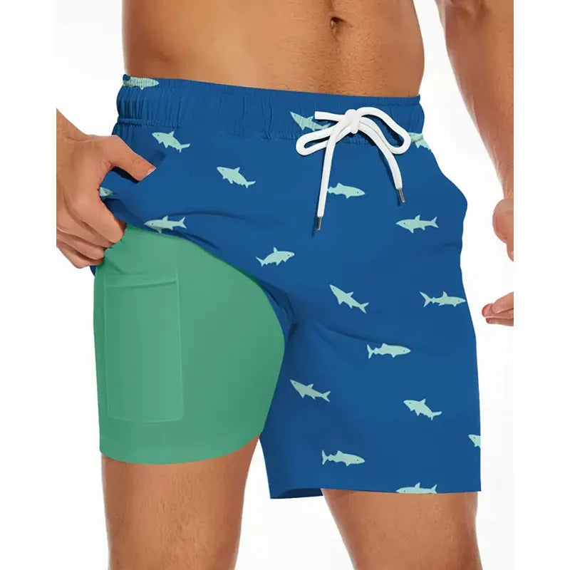 Men's loose fit polyester beach trousers in various colours with plus size options