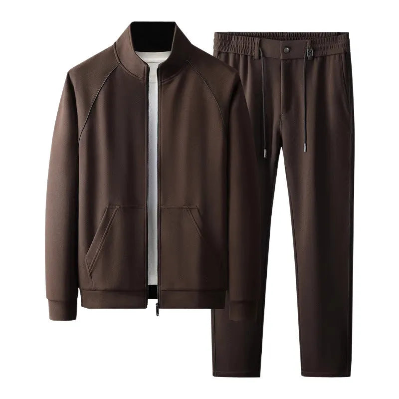 Men's stand collar casual sports suit in polyvinyl alcohol fibre with slim fit styling and long sleeves