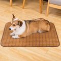 Brown woven rattan fibre dog cooling mat for summer use