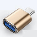 USB-C to USB-A adapter with OTG function, 3.6cm length, in black gold and silver options