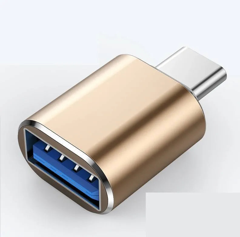 USB-C to USB-A adapter with OTG function, 3.6cm length, in black gold and silver options