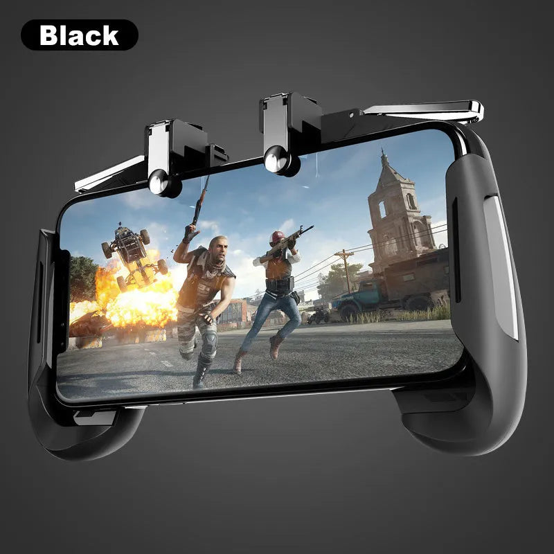 AK16 extendable L1 R1 trigger gamepad controller clamped onto a mobile phone
