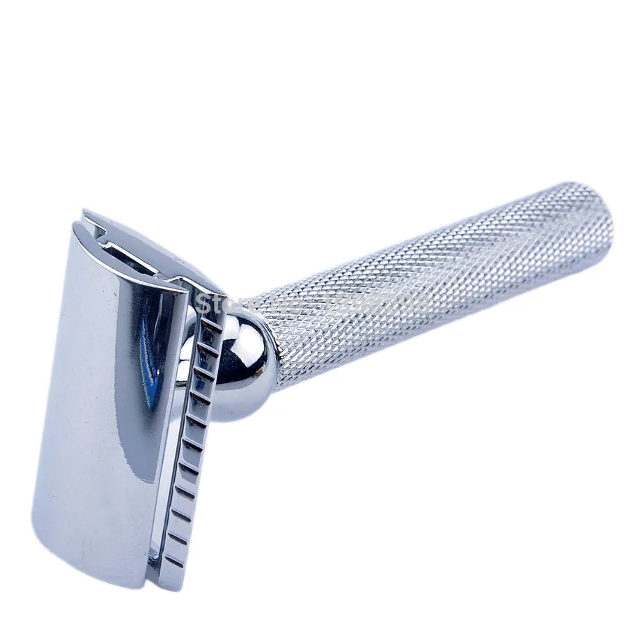 CSB traditional wet shaving set with badger hair brush, chrome stand, double edge razor and soap bowl