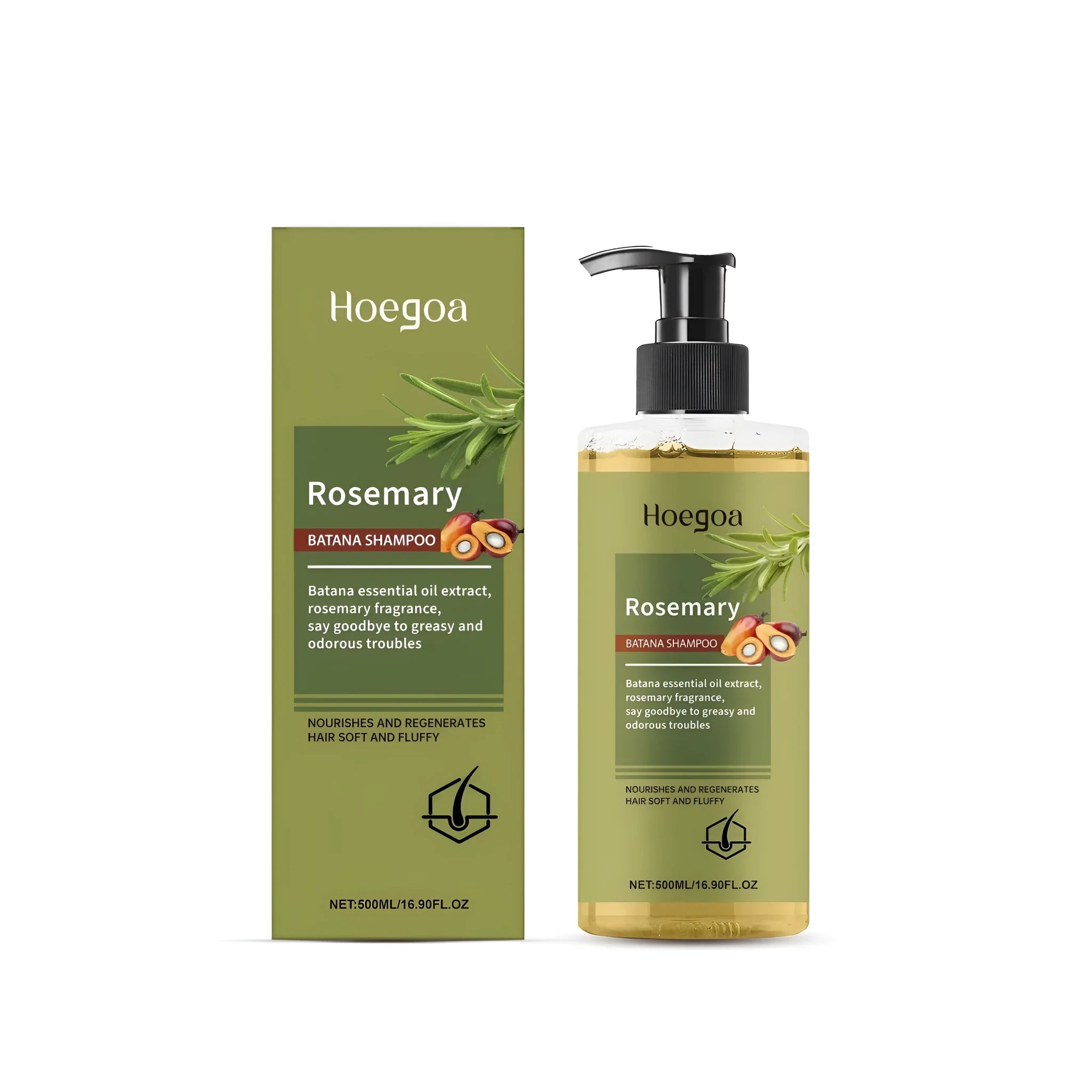 500 ml bottle of Rosemary Hair Growth Shampoo with rosemary extract and Platthana oil