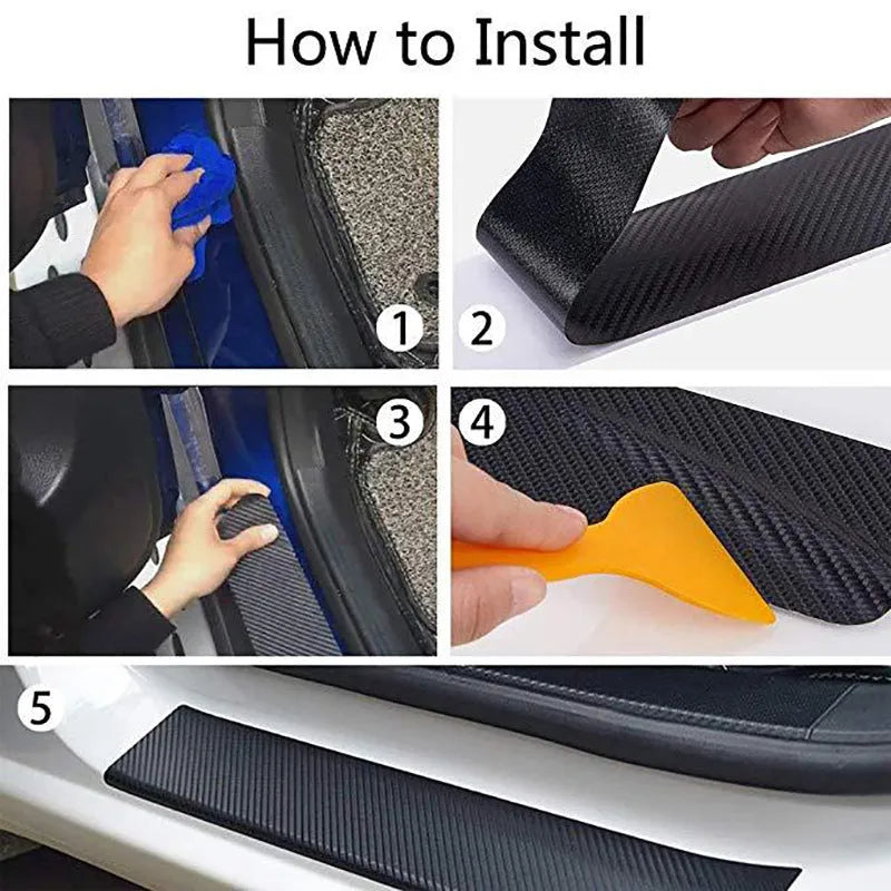 Matte carbon fibre patterned protective roll for car door sills showing 3D texture