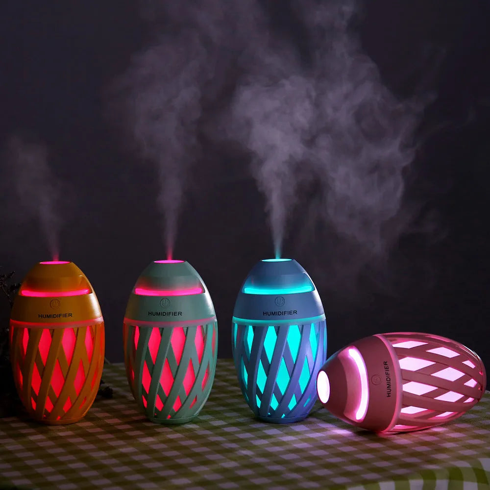 Football-shaped mini desktop humidifier in blue with USB cable