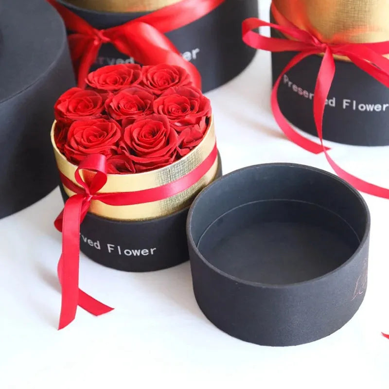 Preserved real rose flower in a luxury gift box with hand-crafted blooms