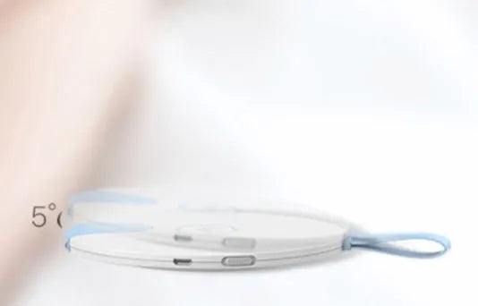 Portable blue UV baby bottle steriliser unit showing compact size and USB charging port.