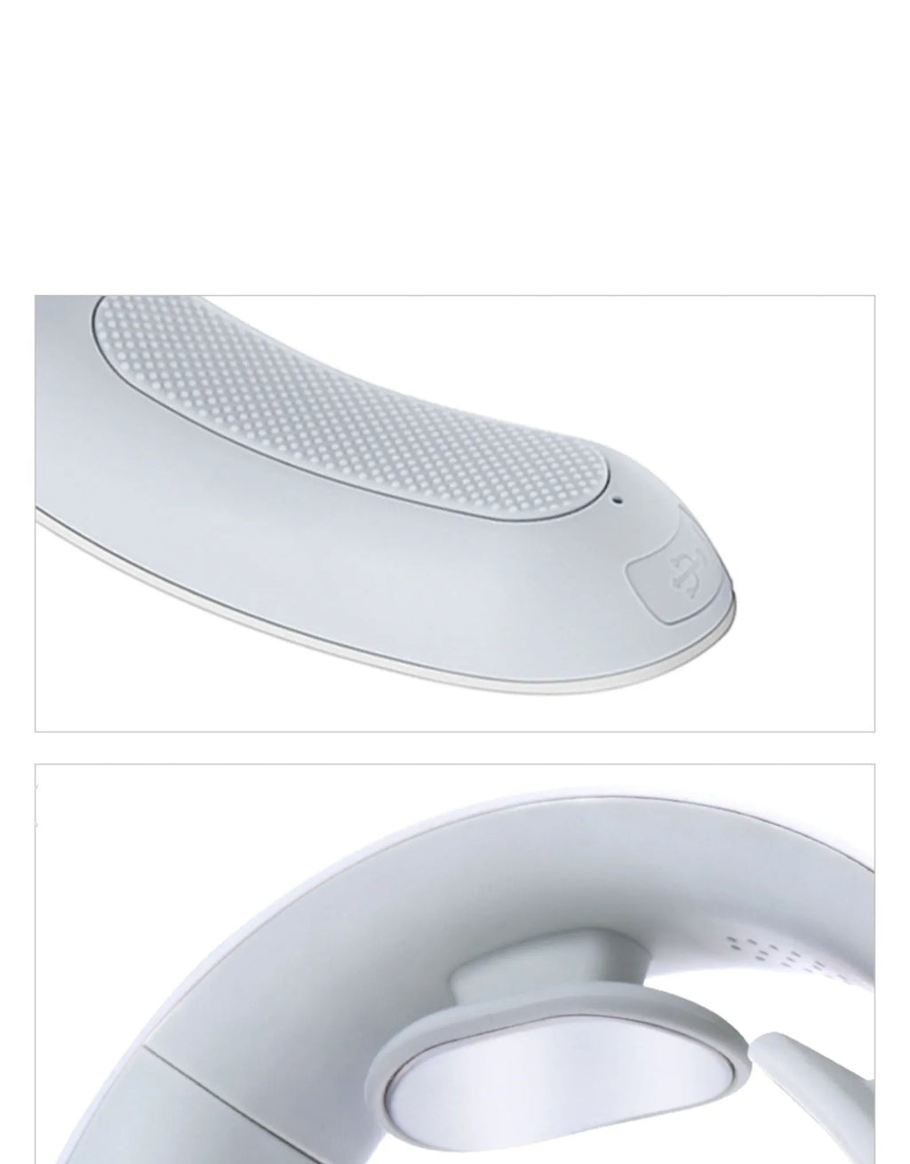 White electric acupressure massager for back neck shoulder pain with control buttons and USB port