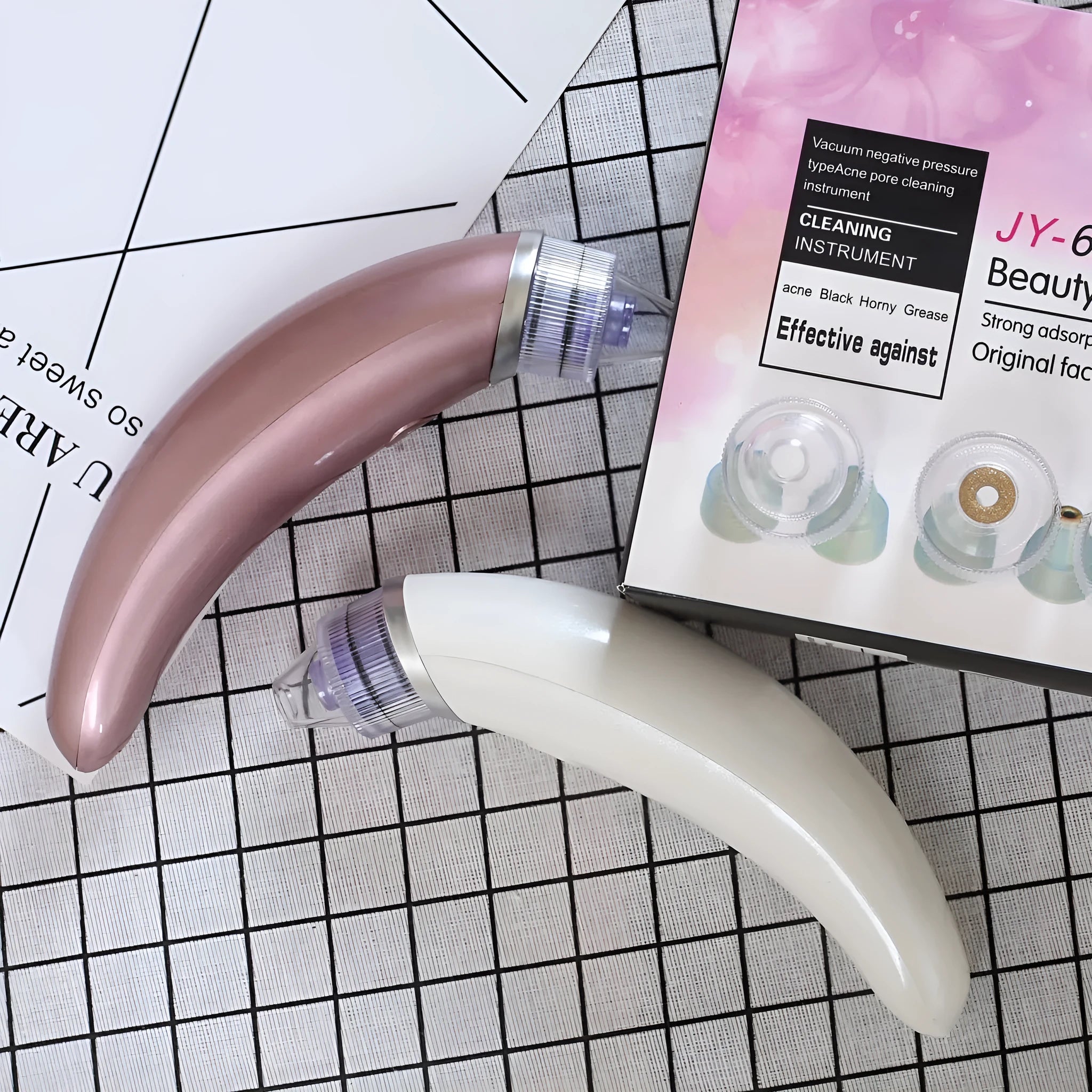 JY-666 electric blackhead suction pore cleanser in rose gold and white colour options