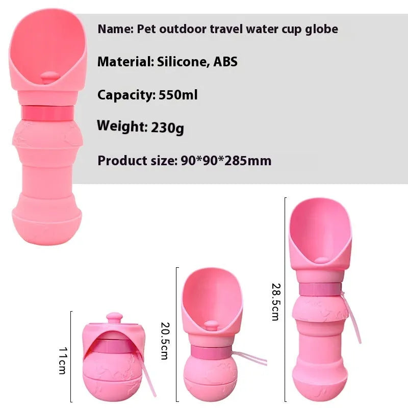 Silicone folding dog water cup shown in mint green colour, unfolded and flat.
