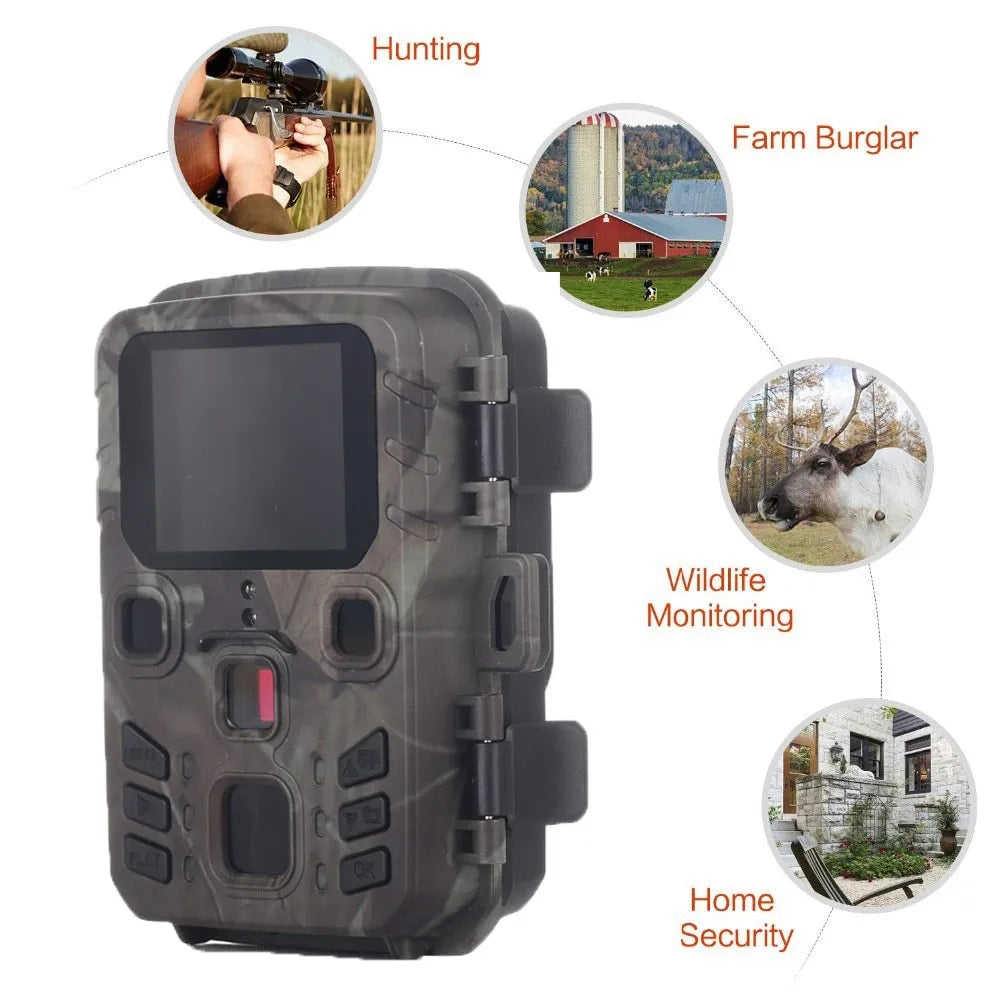 Black monitoring infrared night vision device with 12 megapixel sensor and TF card slot