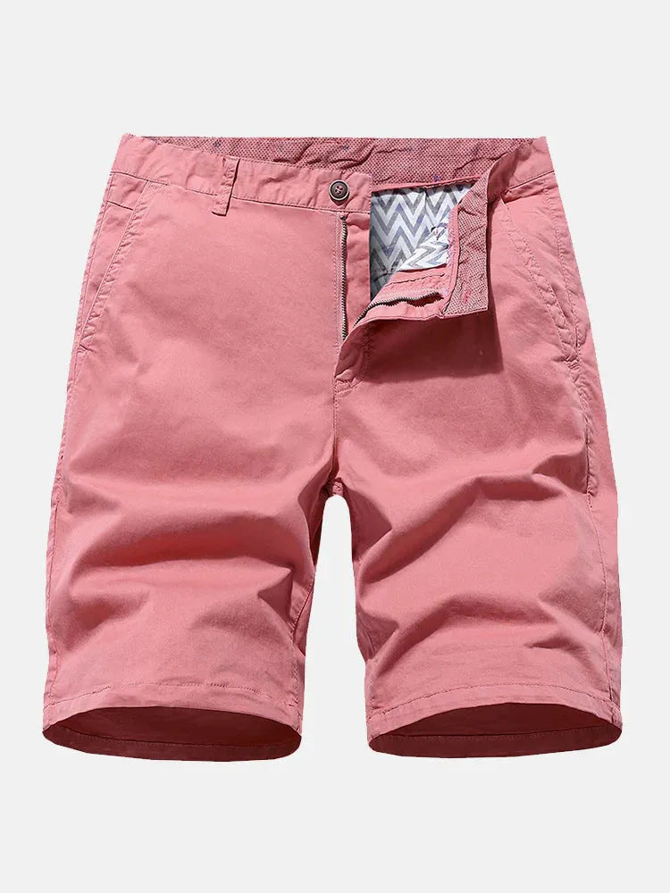Men's loose fit denim shorts with straight leg and no belt design in multiple colours