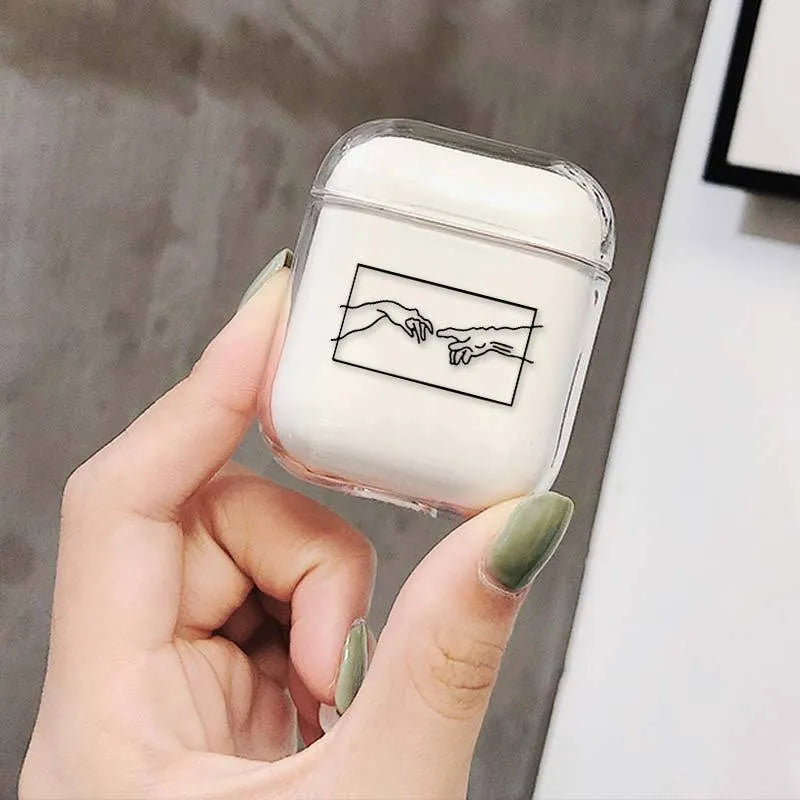 Transparent plastic protective case cover for Apple AirPods and AirPods Pro.