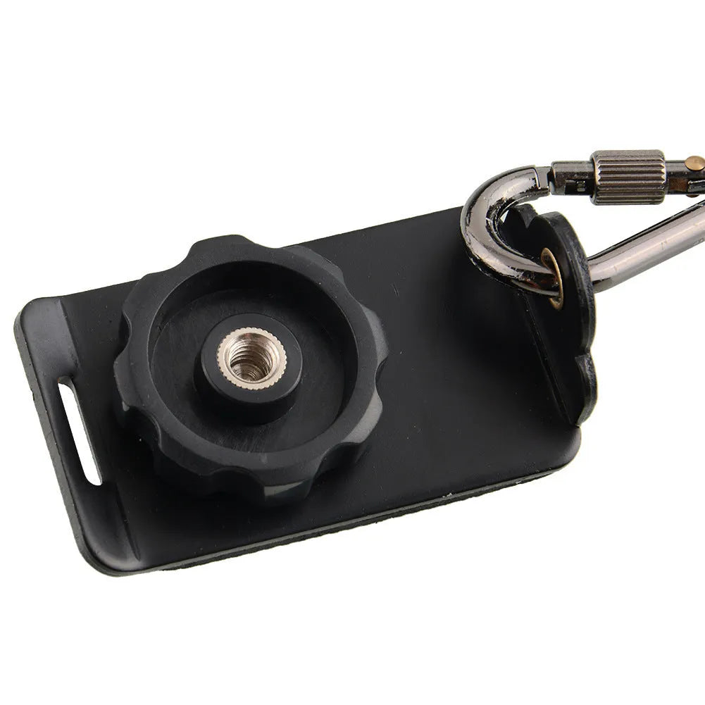 Black professional dual SLR camera shoulder strap with thick padding and metal hardware.