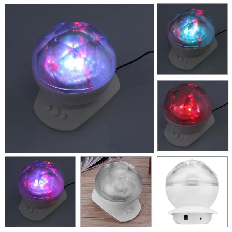 Colour LED night light diamond shape northern lights projector in blue and white ABS plastic