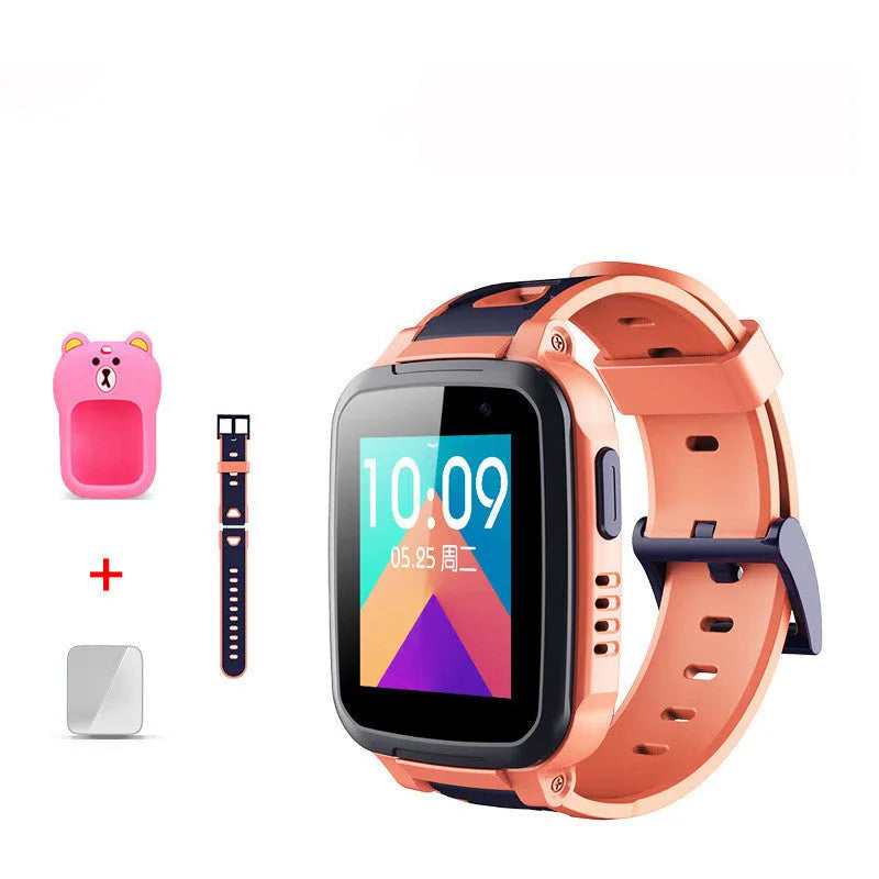 SE5 model children's phone watch with stainless steel wristband and touchscreen display