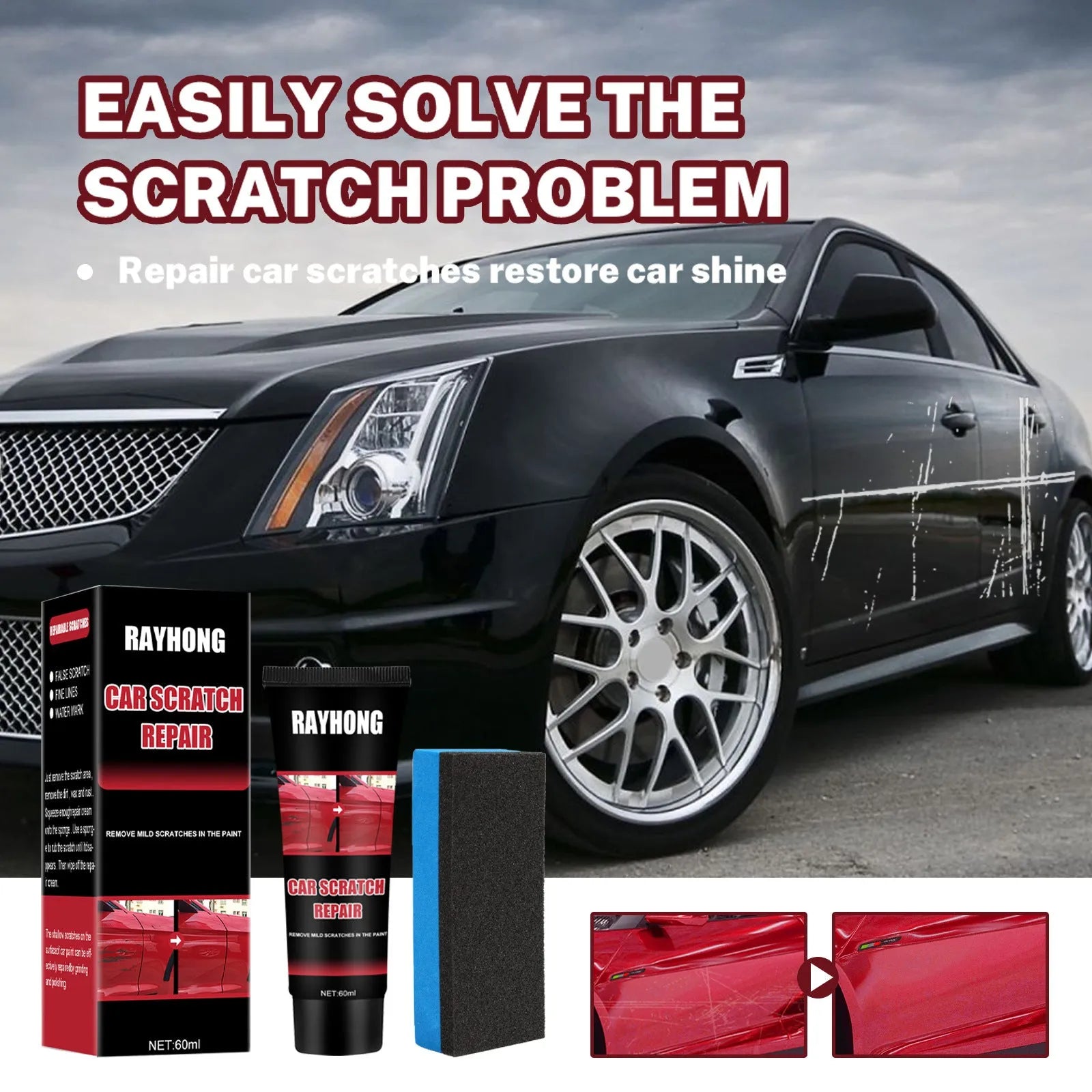 60ml car scratch repair wax container for paint surface polishing and scratch removal