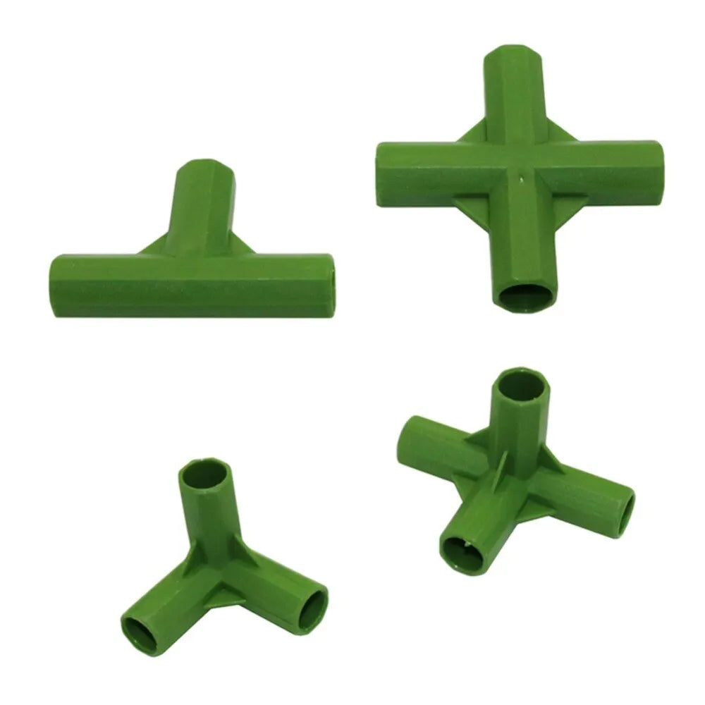 PP plastic three-way and four-way plant support connectors for 11mm garden stakes