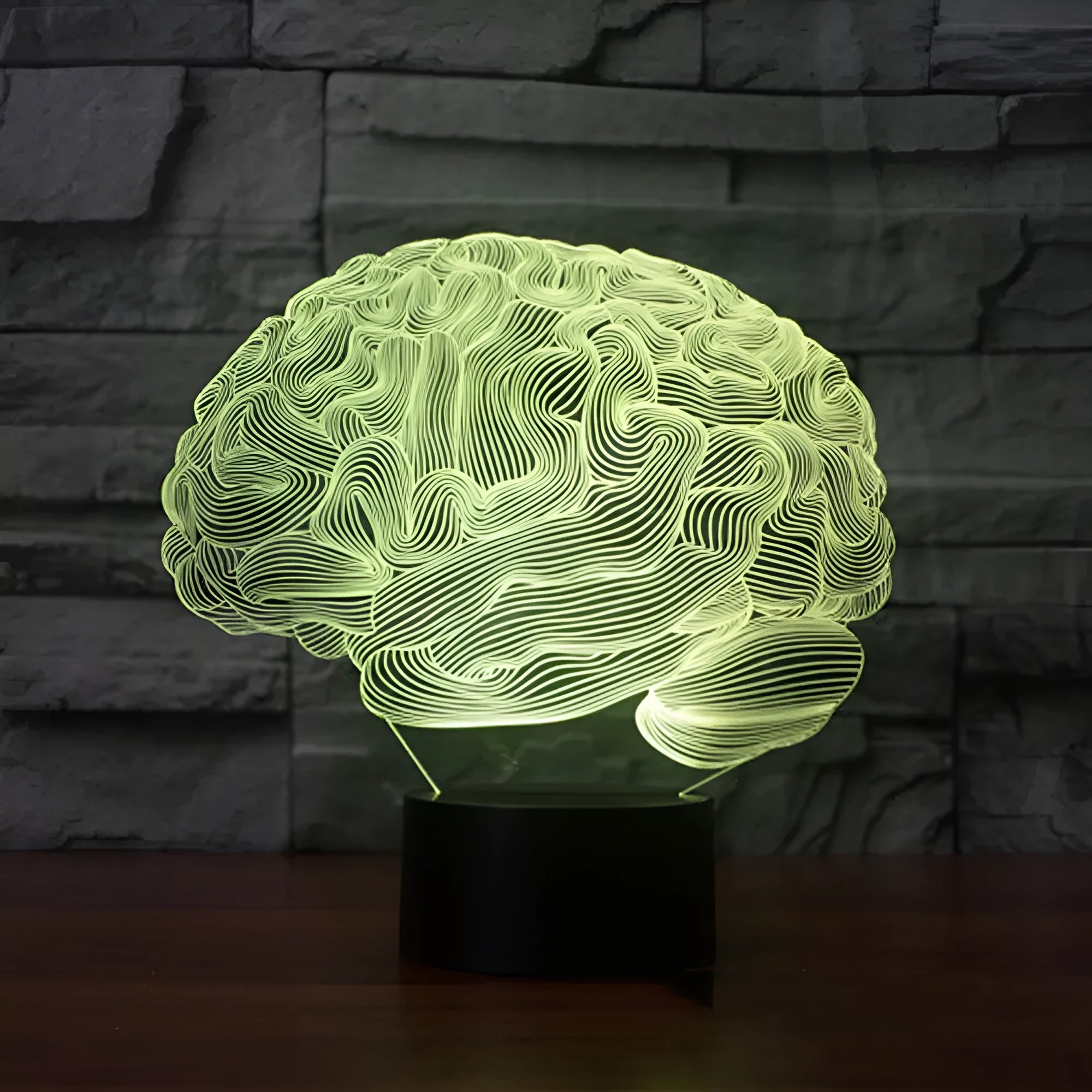 3D acrylic brain illusion LED lamp with colourful lighting on ABS base with remote control