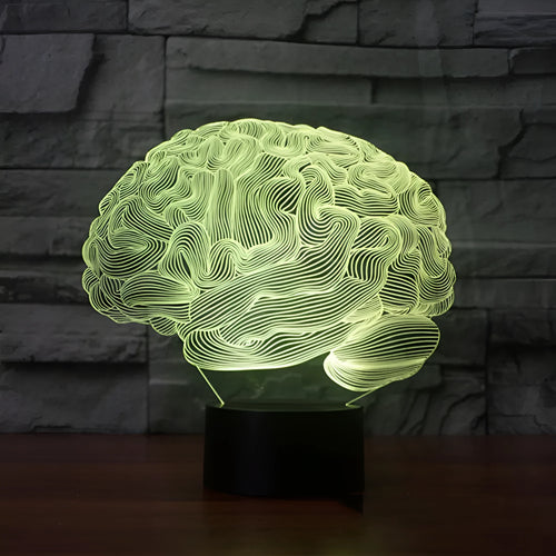 3D acrylic brain illusion LED lamp with colourful lighting on ABS base with remote control