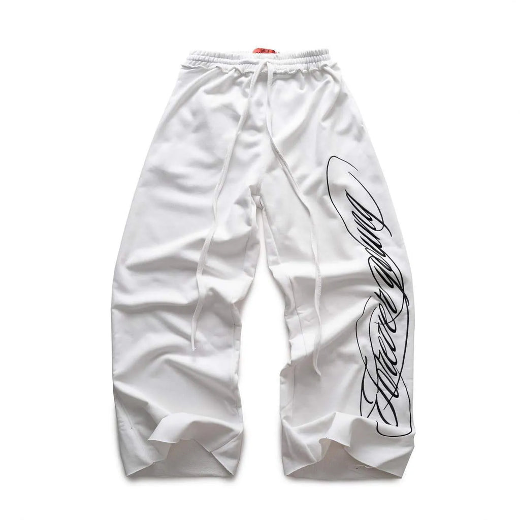 Design printing men's smart trousers in black, loose fit polyester with mid waist and micro elasticity