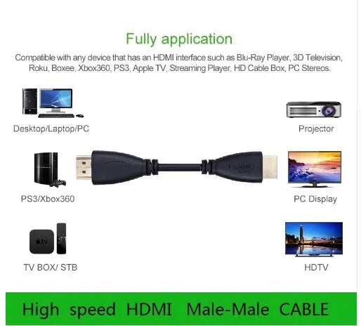 Gold-plated HDMI male to male cable in multiple length options for HD 1080p 3D video
