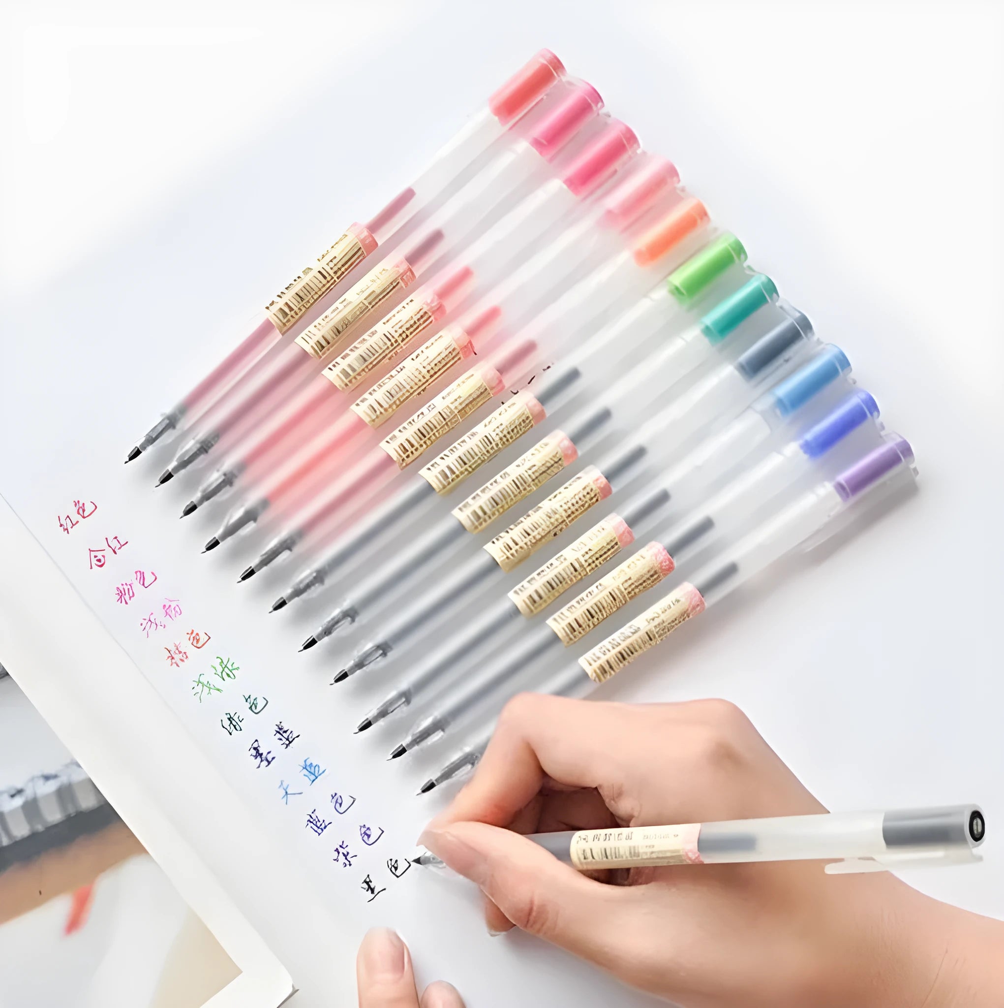 Pack of 12 black Muji gel pens with 0.5mm fine nibs
