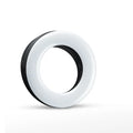 Black USB rechargeable selfie ring light for mobile phone photography with adjustable brightness