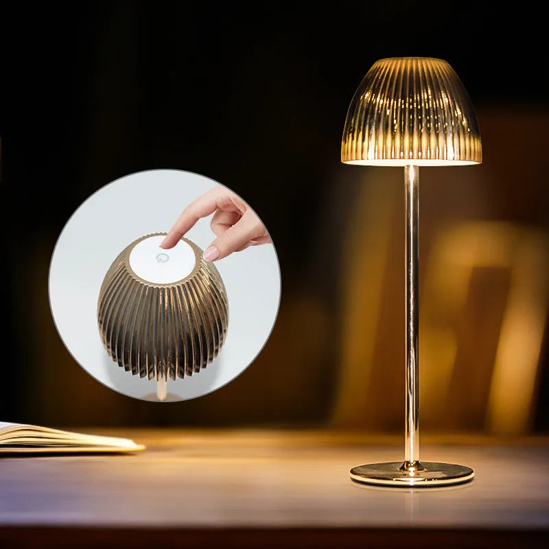 Modern dimmable night lamp with thin round base in black or white for dining room and bedroom