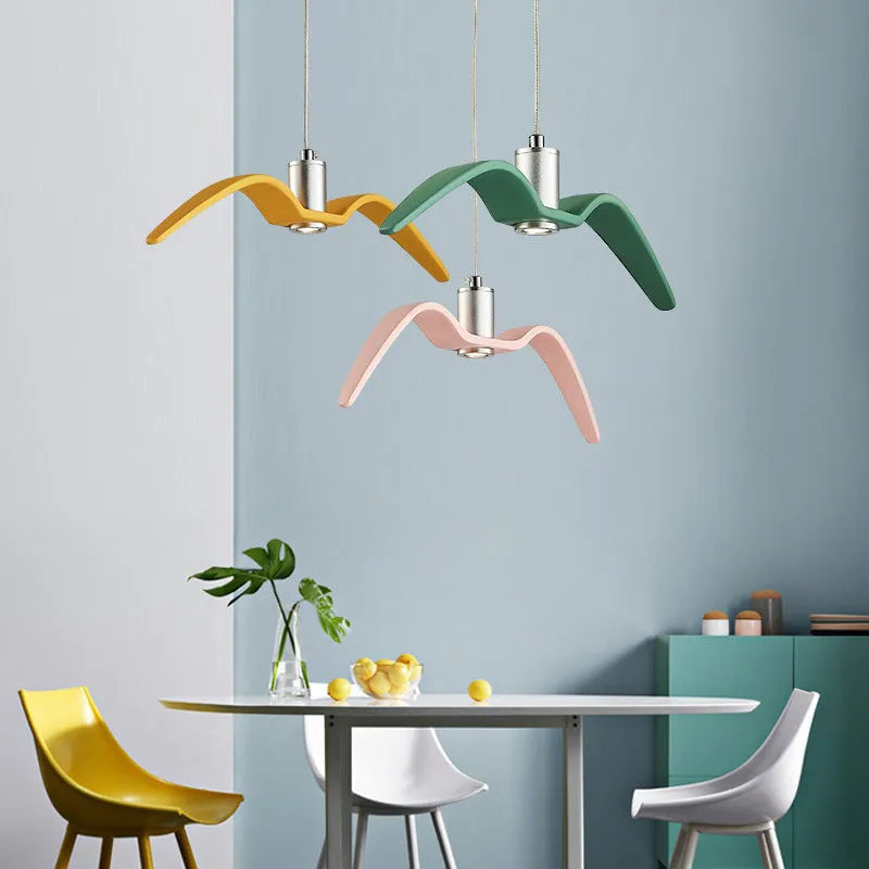 Nordic style Macaron shaped personalised LED chandelier ceiling light in a selected colour.