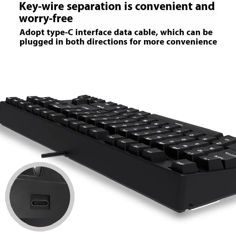 87 key wired mechanical gaming keyboard with two-colour keycaps and metal construction