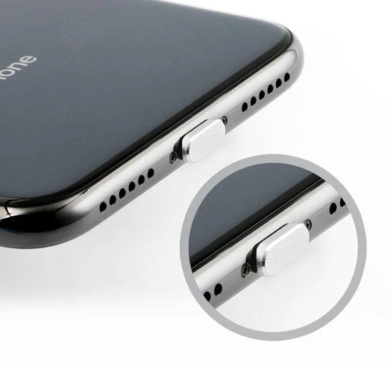 Aluminium alloy iPhone charging port dust plug in eight colour options
